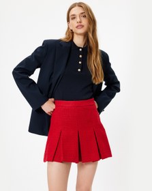 Resim Yüksek Bel Mini Pileli Tüvit Etek 