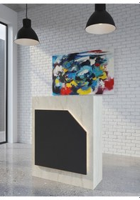 Resim Resital Ledli Karşılama Bankosu G-90 Cm Ofis Kasa Resepsiyon Masası Banko-002-8-4 