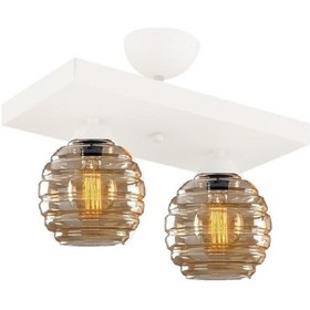 Resim Modern Bal Camlı Model İkili Dikdörtgen Plafonyer Avize Salon R 
