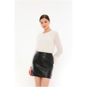 Resim Basics&More Bayan Deri Etek Siyah 