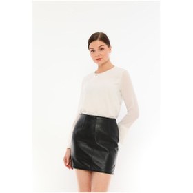 Resim Basics&More Bayan Deri Etek Siyah 