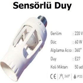 Resim Edson 360 Derece Sensörlü E-27 Duy Sensörlü Duy 