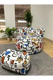 Resim Katt Twist Joy Modern Desenli Armut Koltuk Ayak Uzatmalı Puf TV Koltuk 