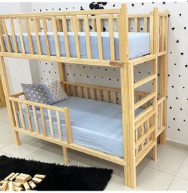 Resim Markaawm Markaawm Montessori Yatak Doğal Çam Karyola Merdivenli Ranza 