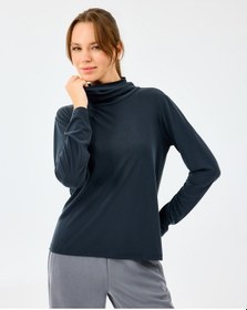Resim Skechers W Turtle Neck Longsleeve Softluxe T-shirt Kadın Siyah Tshirt S2520185-3817 Siyah 