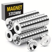 Resim 20 adet Ağır Hizmet Tipi Neodim Disk Mıknatıslar, 12x3mm 4mm Gömme Delikli - Aletler, Ev ve İşyeri Kullanımı için Güçlü ve Dayanıklı, Neodim Mıknatıslar 