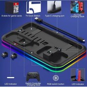 Resim Wangxi Premium Rgb Led Şarj Dock Siyah Nintendo Switch Oled Pro Konsol Kontrol Cihazları Oyun Kartları 