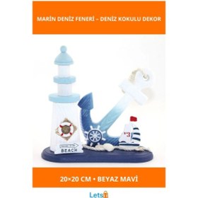 Resim Ahşap Marin Çapalı Deniz Feneri 20x20 Cm Dekoratif Obje 1 Adet 