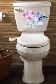 Resim Lila Renkli Çiçekler Klozet Sticker Kapağı Ve Banyo Sticker 
