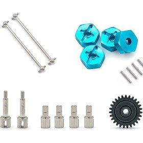 Resim Dianziye Rc Araba Parçaları Seti: 1/14 Wltoys 144001 İçin Alüminyum Alçı + Dişli 27t + Fren Çubuğu + Diferansiyel Kupa Mavi 