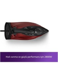 Resim Philips DST-7022 1100 Watt Buharlı Ütü Siyah-Kırmızı 