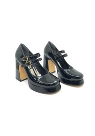 Resim Feles Gidi Jane Platform Topuk Kadın Klasik Topuklu Ayakkabı Siyah-Rugan 