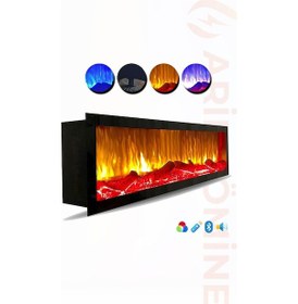 Resim Arif Şömine Dekoratif Elektrikli Yapay Şömine - 100x35x18 Cm - Kumanda, Sabit Çıtırtı Sesi Ve Bluetooth Hoparlör 