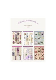 Resim 6 Lı Vintage Lavanta Temalı Sticker Seti 12x17 Cm Bullet Journal, Scrapbook, Ajanda,planlayıcı İçin Diğer 