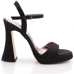 Resim Dgn 6003 Kadın Bilekten Bağlama Topuklu Abiye Ayakkabi Siyah Baskılı 