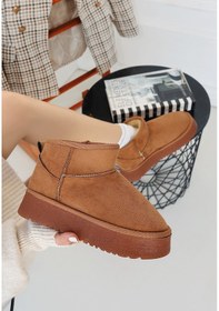 Resim Pabucmarketi Taba Süet Yüksek Taban Kadın Düz Bot Çok Renkli 