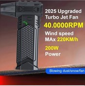 Resim Sunshine022 Siyah 400000 Rpm Turbo Jet Fan Üfleme Emme 2si 1 Arada Araç Temizleyici 3 Nozullu Type C Toz Kar Temizleme Hızlı Soğutma 