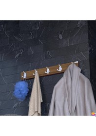 Resim Modilayn Arı Serisi 81,4x9,6 Cm 15 Kancalı - 5'li Set Banyo Askısı Ekstra Düzen Ve Yer Tasarrufu Beyaz - Ceviz 