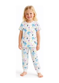 Resim Flamingo Desenli Kısa Kol Kız Çocuk Pijama Takım Pembe 