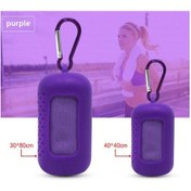 Resim Monyee Spora Özel Soğuk Hisli Hızlı Kuruyan Silikon Havlu - 30x80cm Büyük Boy Mor Renkli Taşınabilir Spor Havlu Seti Çok Renkli 
