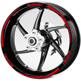 Resim Kırmızı-Suzukı-Yazılı-3-Parçalı-Reflektif -Kırmızı-Jant-Şeridi 