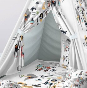 Resim instababyrooms Çocuk Oyun Çadırı Dünya Haritası ve Hayvanlar Dijital Baskılı 