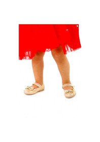 Resim Kiko Kids Cırtlı Fiyonklu Kız Çocuk Babet Ayakkabı Ege 201 Altın 