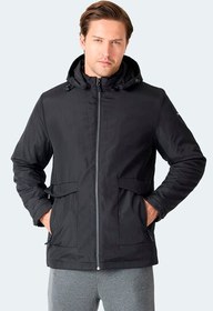 Resim Slazenger GRAVEL Erkek Kapüşonlu Siyah Mont & Kaban 