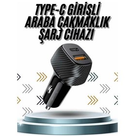 Resim Hızlı Oto Şarj Cihazı 38w Çift Girişli Hızlı Şarj Oto Çakmaklık Type-c 
