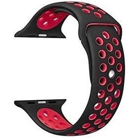 Resim Apple Watch SE 44 MM Delikli Çift Renk Silikon Bordo Kordon 