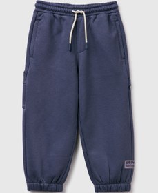 Resim United Colors of Benetton Erkek Çocuk Koyu Gri Logo Detaylı Büzgü İpli Cepli Regular Fit Eşofman Altı 