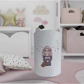 Resim MEKTA HOME Çantalı Kız Desenli Oyuncak Sepeti Ve Çamaşır Sepeti Mktos-014 