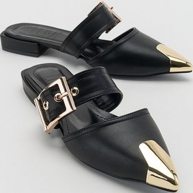 Resim Luvishoes Jenni Siyah Tokalı Kadın Terlik Siyah 
