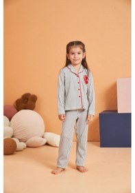 Resim Modadua Pjs 28065 Çocuk Düğmeli Pijama Takım Gri 