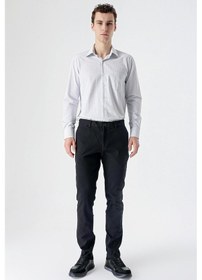 Resim İmza Siyah Armürlü %100 Pamuk Yan Cepli Slim Fit Dar Kesim Casual Pantolon 1003235117-siyah Siyah 