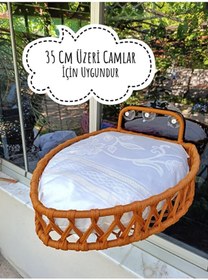 Resim Tasaryum Kedi ve Köpek Vantuzlu Cam Yatağı, Kedi Hamak Pencere Önü Kedi Yatağı Kahve 