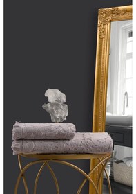 Resim Varol Jacquard %100 Pamuk Banyo Havlusu 90x150cm Gri-90x150cm gri 