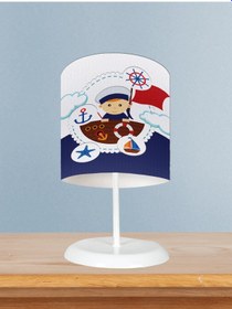 Resim Mekta Home Bebek Ve Çocuk Odası Küçük Denizci Kaptan Desenli Abajur 