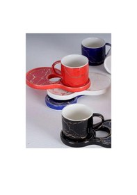 Resim Porselen 12 Parça 6 Kişilik Kahve Fincan Takımı Karışık Renk Tr3394 