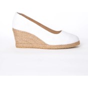 Resim Star Tombis Beyaz Keten Espadril Dolgu Topuk 