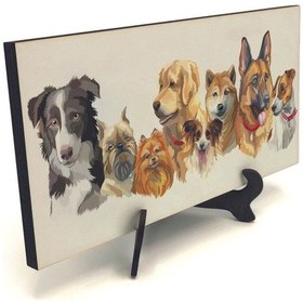 Resim Sevimli Köpekler Baskılı Mdf Masaüstlük 10x20 