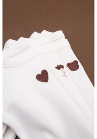 Resim Bebek İkili Zıbın Takım Krem Çiçek Desenli Krem 