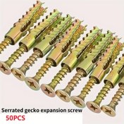 Resim 50 adet 25 Set Demir Testere Dişli Gekko Genişleme Vidaları Hafif Metal Genişleme Tüp Çivileri M6 