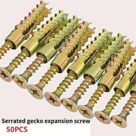 Resim 50 adet 25 Set Demir Testere Dişli Gekko Genişleme Vidaları Hafif Metal Genişleme Tüp Çivileri M6 