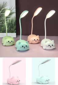 Resim TechnoSmart Usbli Kedi Figürlü Masa Lambası Hediyelik Gece Lambası Şarj Edilebilir Çocuklar Için 