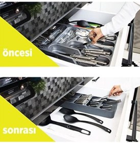 Resim 9 Bölmeli Çekmece Kaşık,çatal Düzenleyici, Kaşıklık Decobella Siyah 