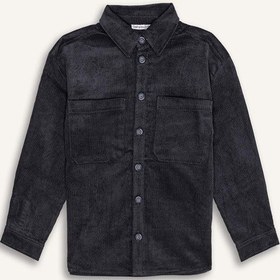 Resim Defacto Erkek Çocuk Oversize Geniş Kalıp Polo Yaka Kadife Uzun Kollu Gömlek C9079a824wnar210 Antrasit 