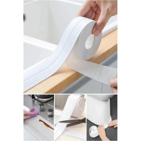 Resim 3.2 M Banyo Küvet Mutfak Lavabo Beyaz Su Sızdırmaz Bant Su Geçirmez Kenar Bandı Sızdırmazlık Tamir 