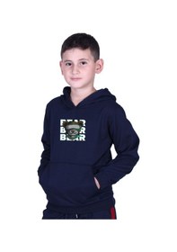 Resim Fyk Kids Kapüşonlu Kanguru Cepli Bear Baskılı Erkek Çocuk Sweatshirt Lacivert 
