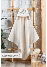 Resim Eifin Bambu Balık Nakışlı Bebek Havlu Kundak Ve Kese Seti 0 - 24 Ay 